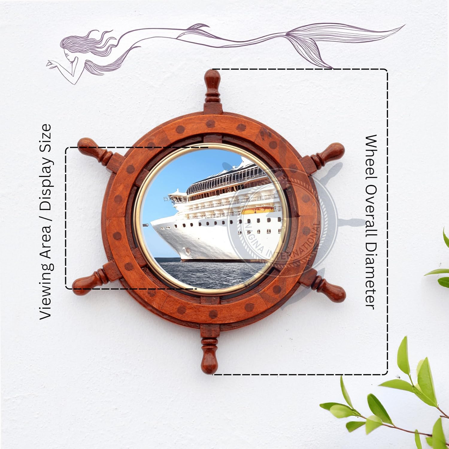 Nagina International 船の舵 18インチ　インテリア Amazon.com - Nagina International Nautical Wooden Ship Wheel